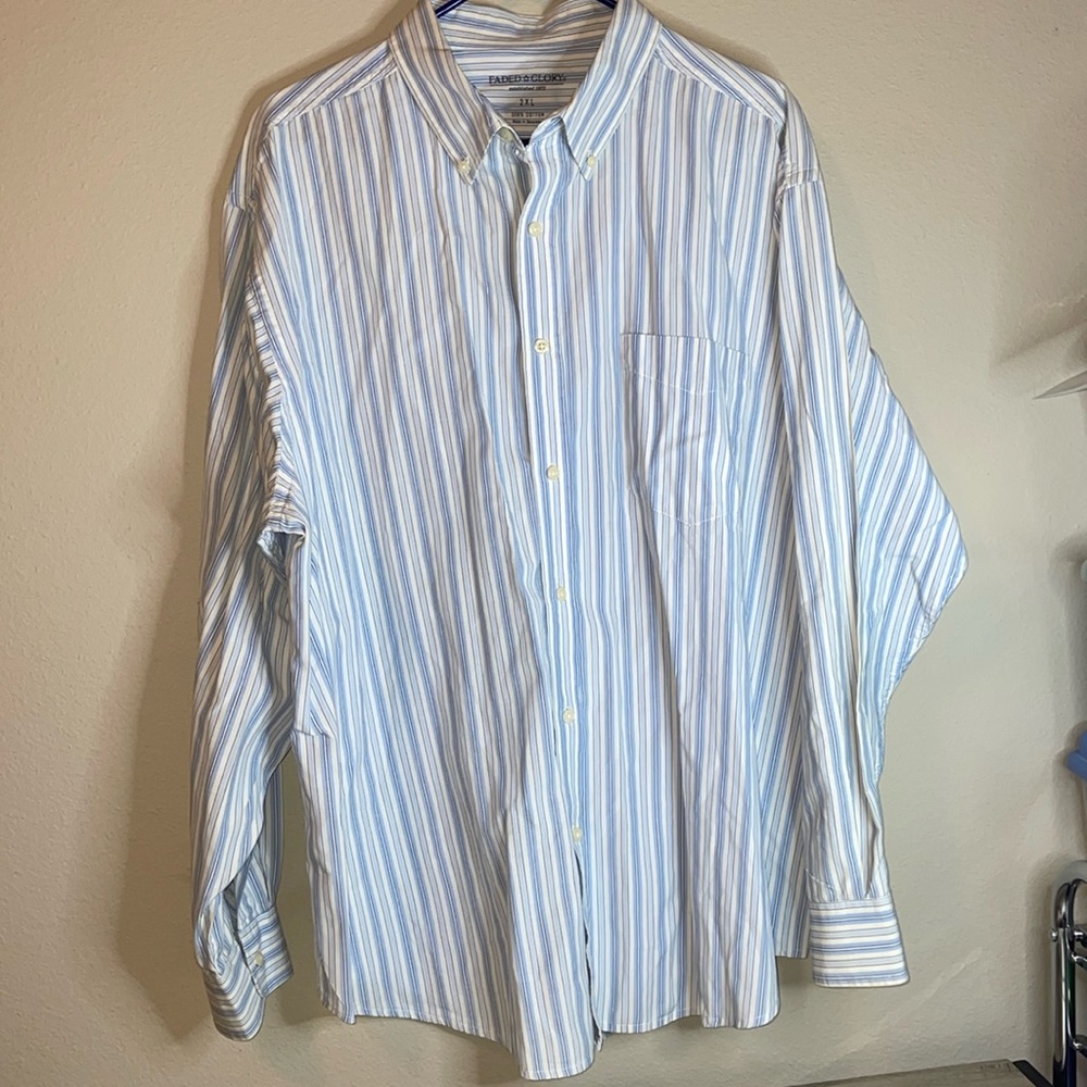 Faded Glory Men’s Button Down Shirt 100% Cotton Size 2XL